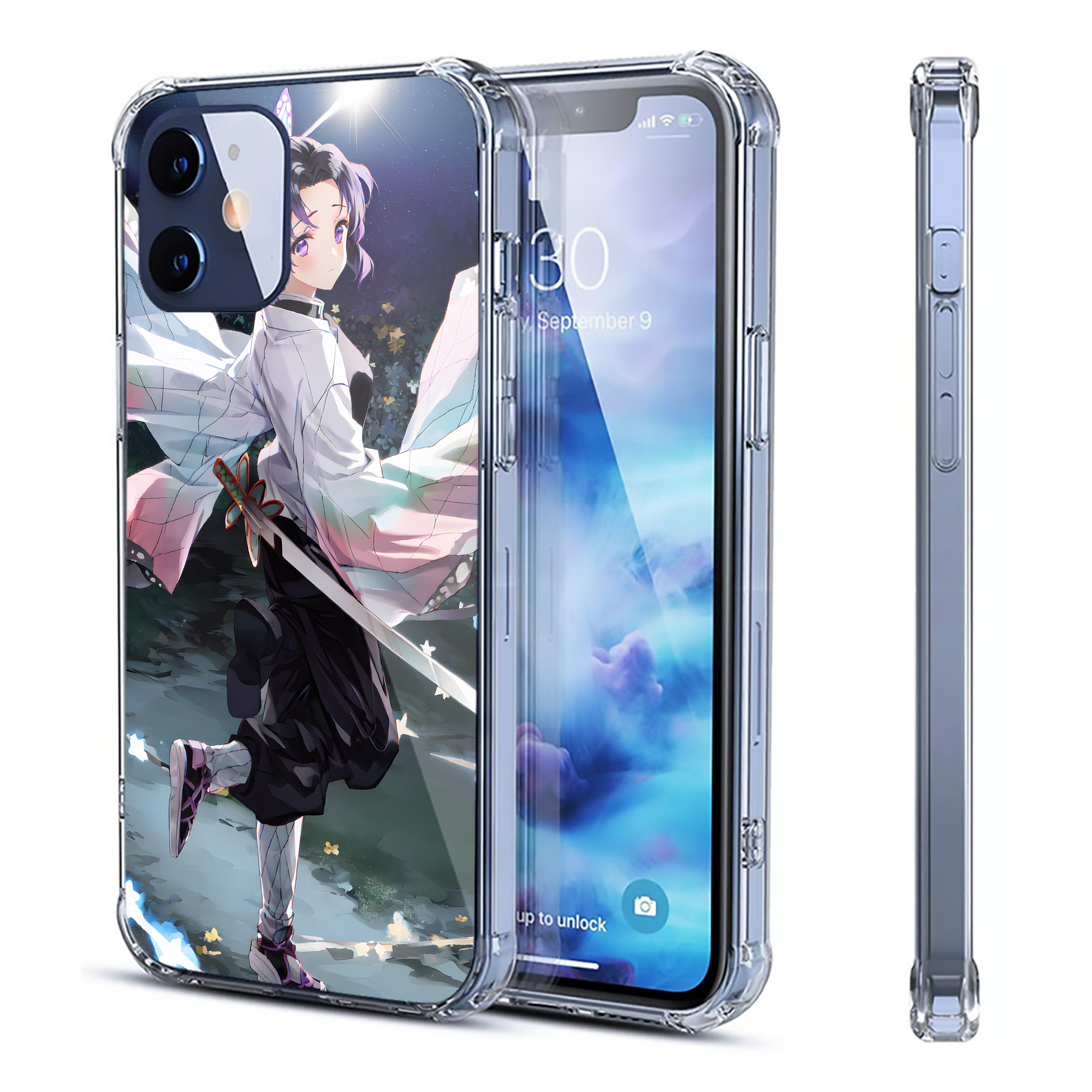 （画像用） 鬼滅の刃（きめつのやいば）蟲柱-胡蝶 しのぶ／こちょう しのぶ Kochou Shinobu 【iPhone 12シリーズ対応】透明スマホケース（クリアソフトケース）